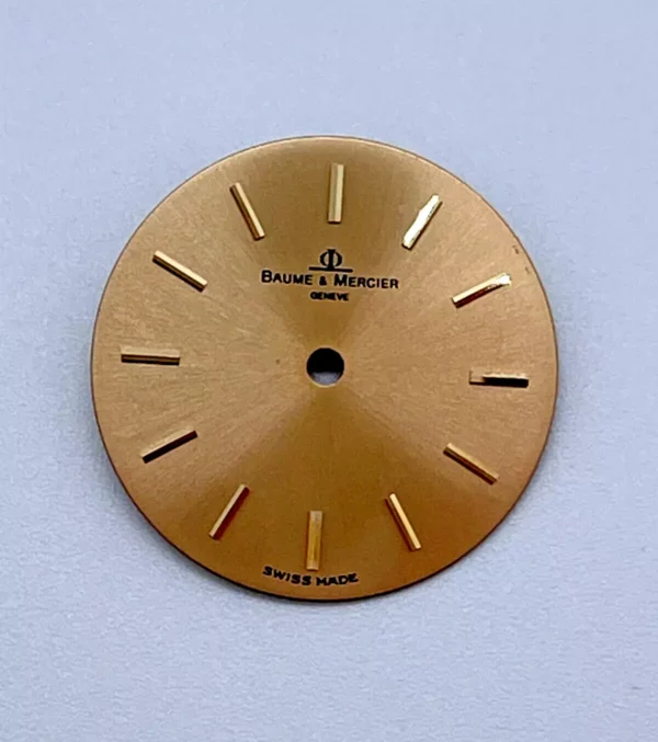 Genuine Baume and Mercier dial, for a classic watch, yellow gold colour